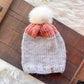 New! Chunky Knit Beanie - Gray and Pink