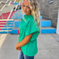 New! Serena Flutter Sleeve Blouse - Emerald Green