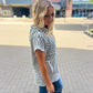 New! Allie Striped Hooded Short Sleeve Top