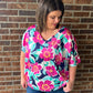 Constance Floral Blouse - Magenta and Navy