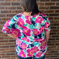 Constance Floral Blouse - Magenta and Navy