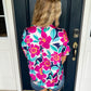 Constance Floral Blouse - Magenta and Navy