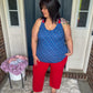 New! Michelle Mae Poppy Tank Top - Blue Freedom Stars