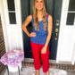 New! Michelle Mae Poppy Tank Top - Blue Freedom Stars