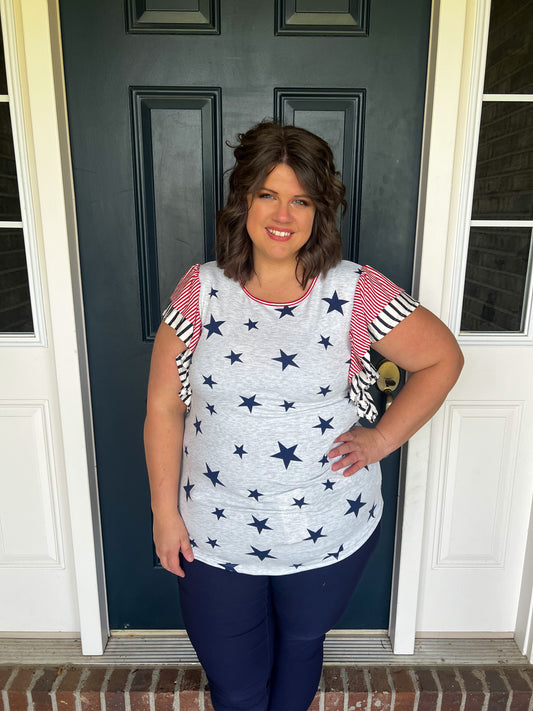 Stars and Stripes Ruffle Top