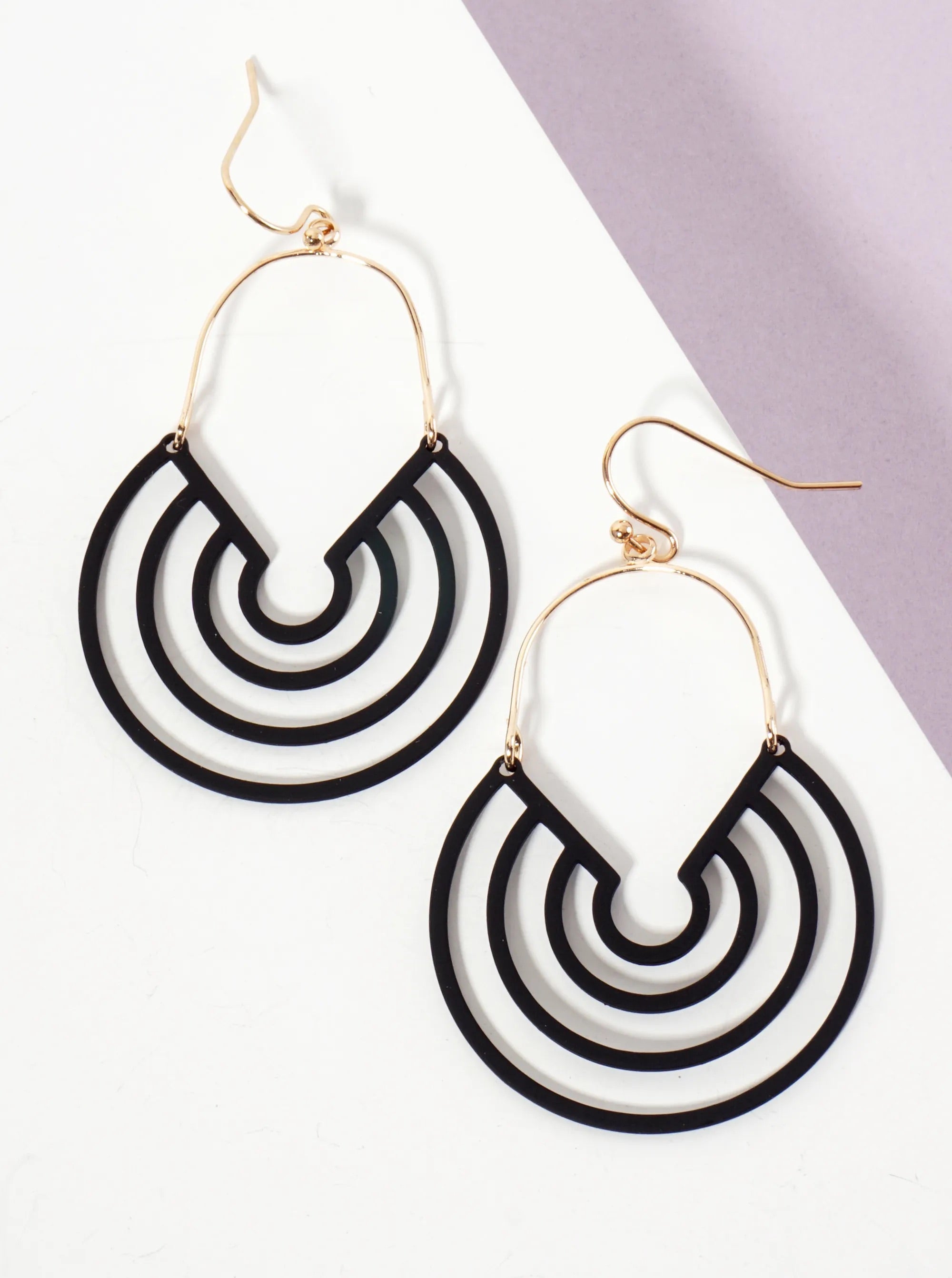 Geometric Dangle Earrings - Black