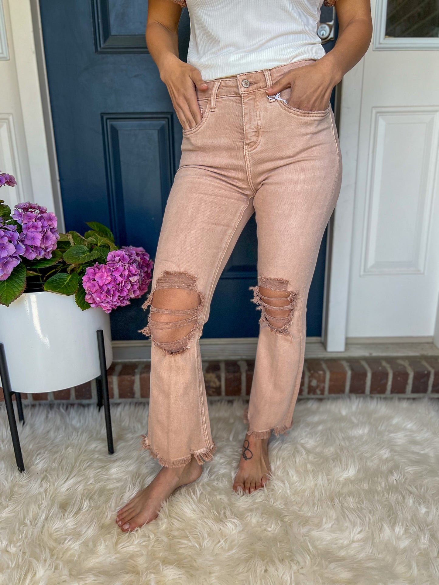 Lovervet Anabelle Rose Crop Flare Jeans