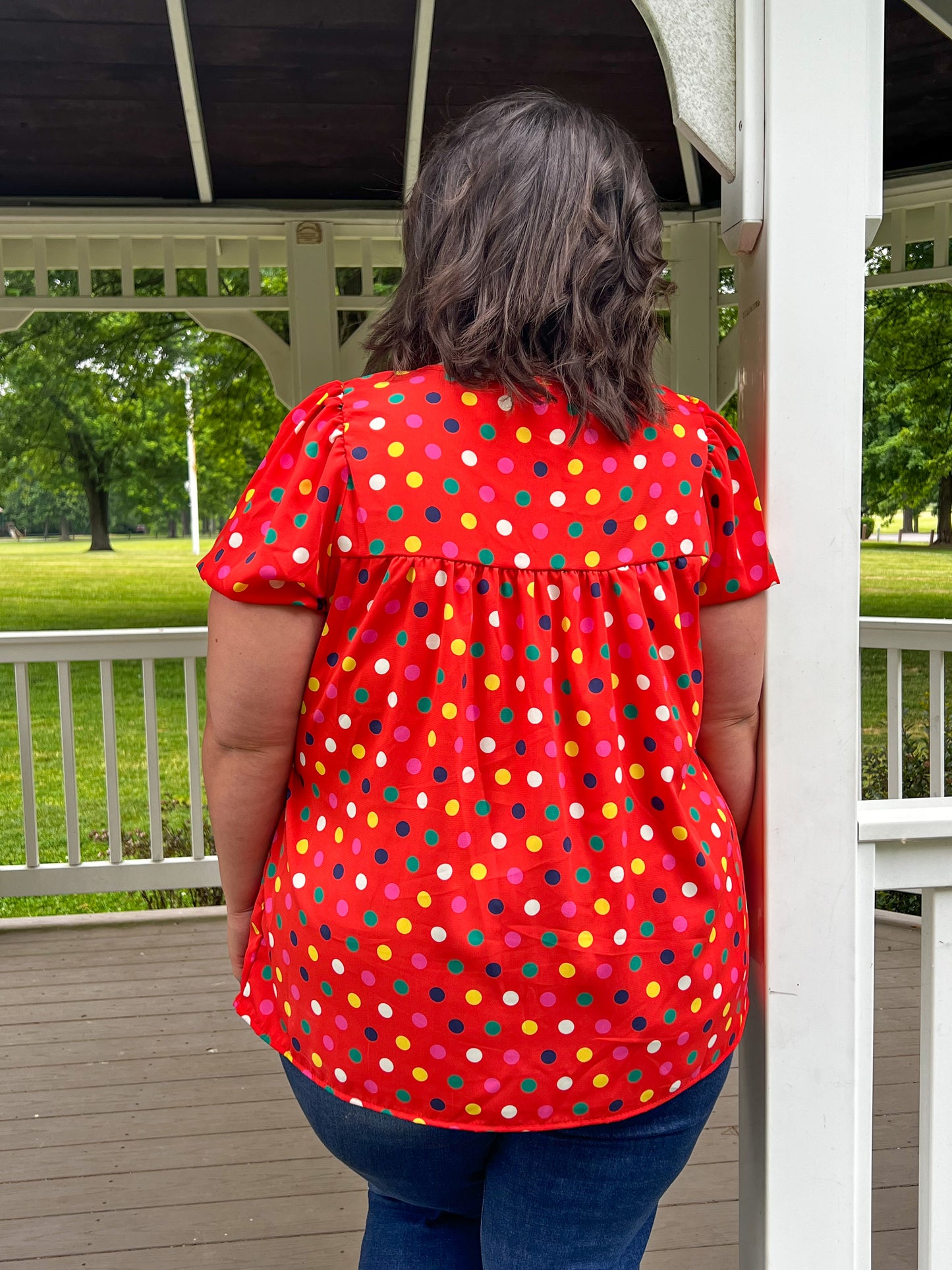 Cassidy Red with Polka Dots Blouse