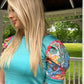Got It Right Turquoise Floral Puff Sleeve Top