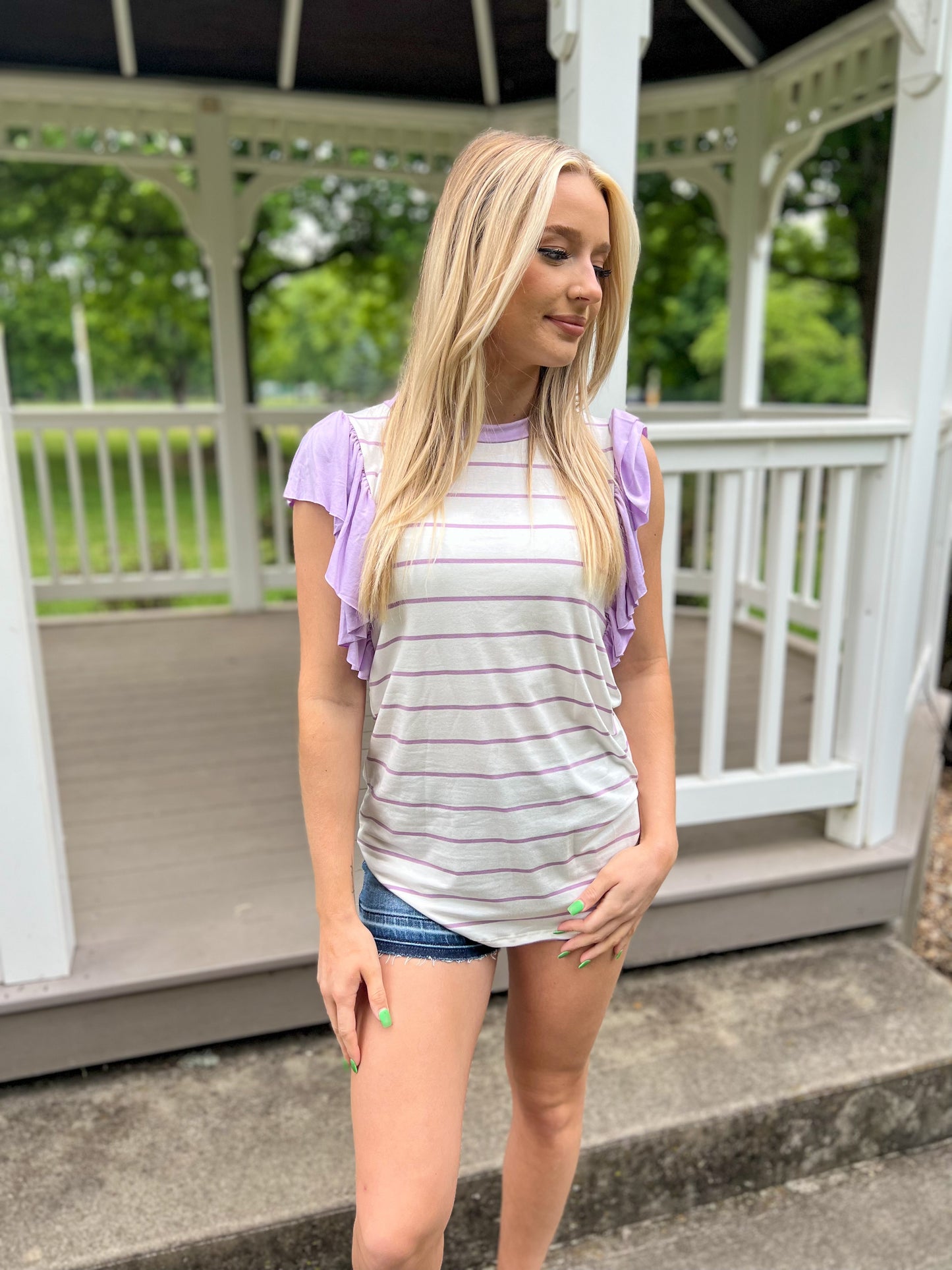 Lexi Lavender Striped Top