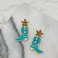 New! Turquoise Cowboy Boot Dangle Earrings