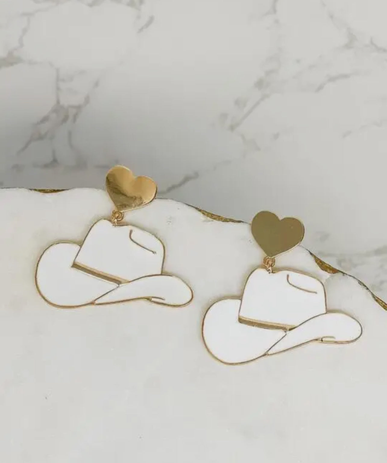 White Cowboy Hat Earrings