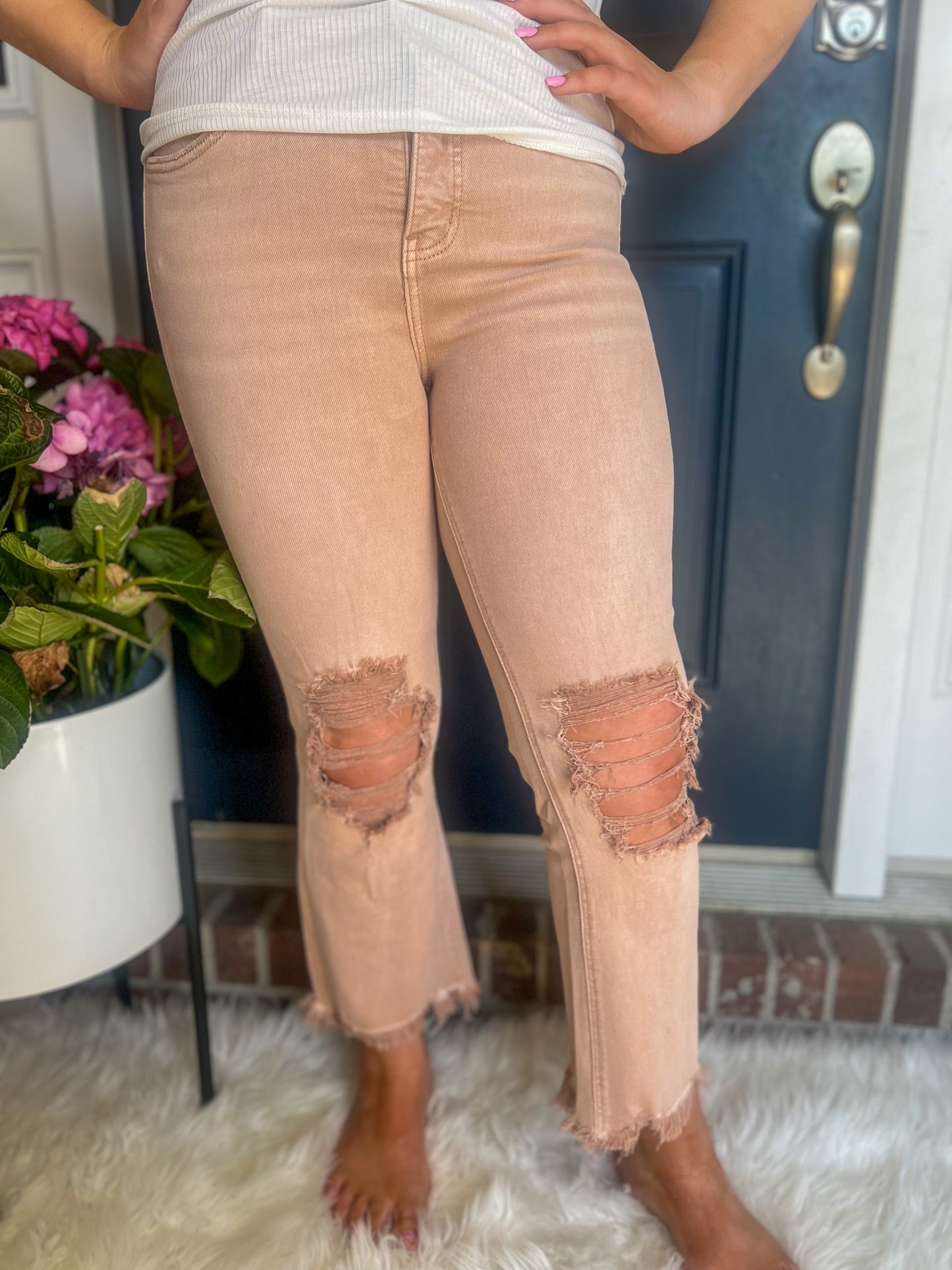 Lovervet Anabelle Rose Crop Flare Jeans