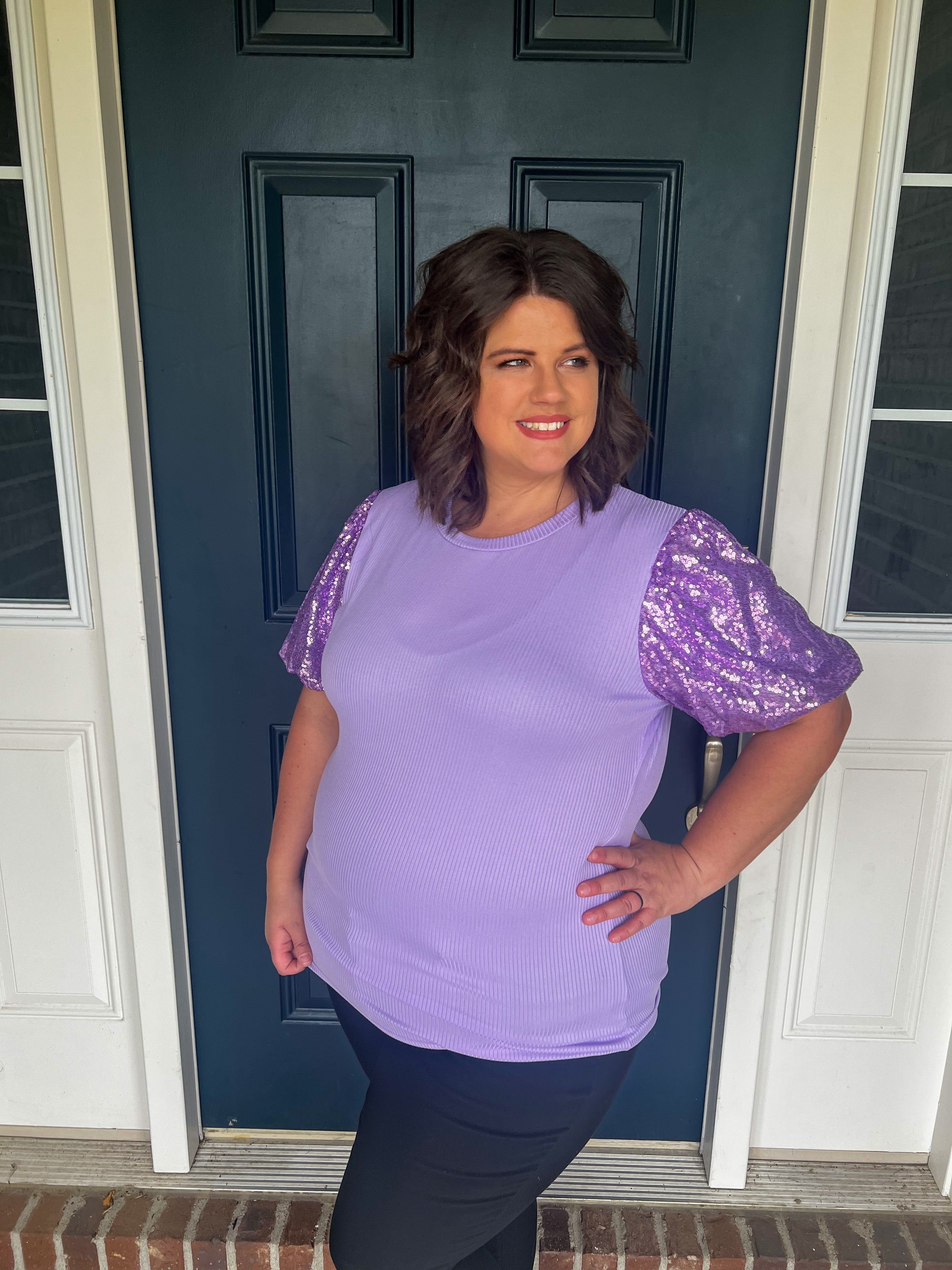 Puff sleeve lavender online top