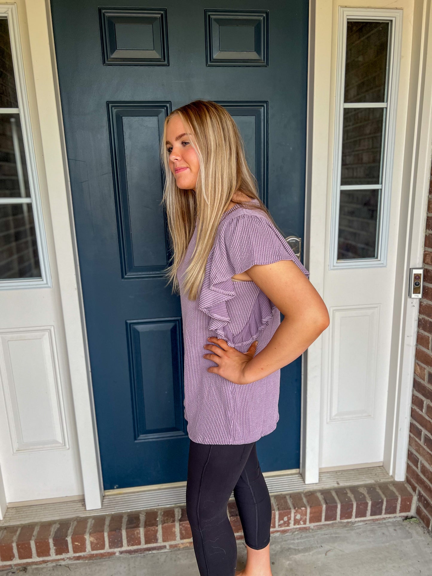 Alana Dusty Purple Ruffle Sleeve Top