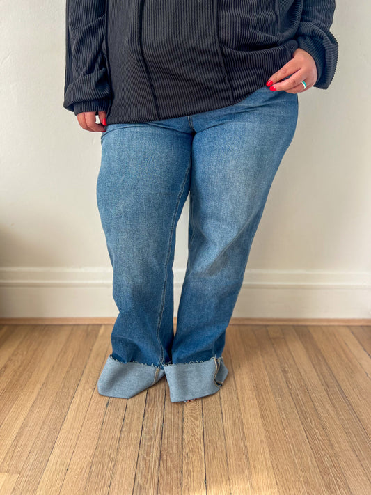 New! Lovervet Kendall Cuffed Wide Leg Jeans