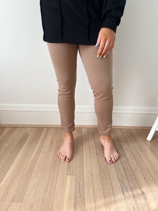 New! Leah Stretchy Straight Leg Pants - Mocha