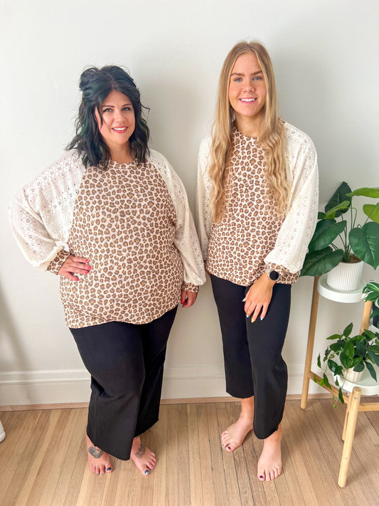 New! Leopard and Lace Top