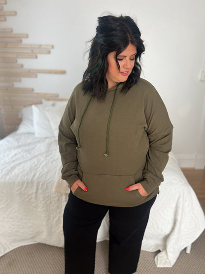 Kacey Ribbed Hoodie - Olive
