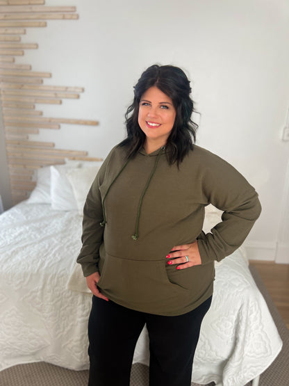 Kacey Ribbed Hoodie - Olive