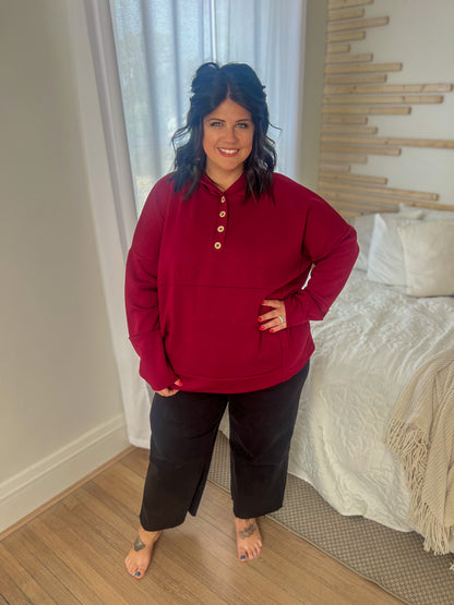 Aria Scuba Hoodie - Burgundy
