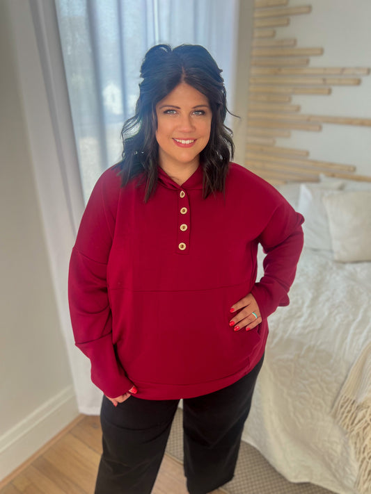 New! Aria Scuba Hoodie - Burgundy