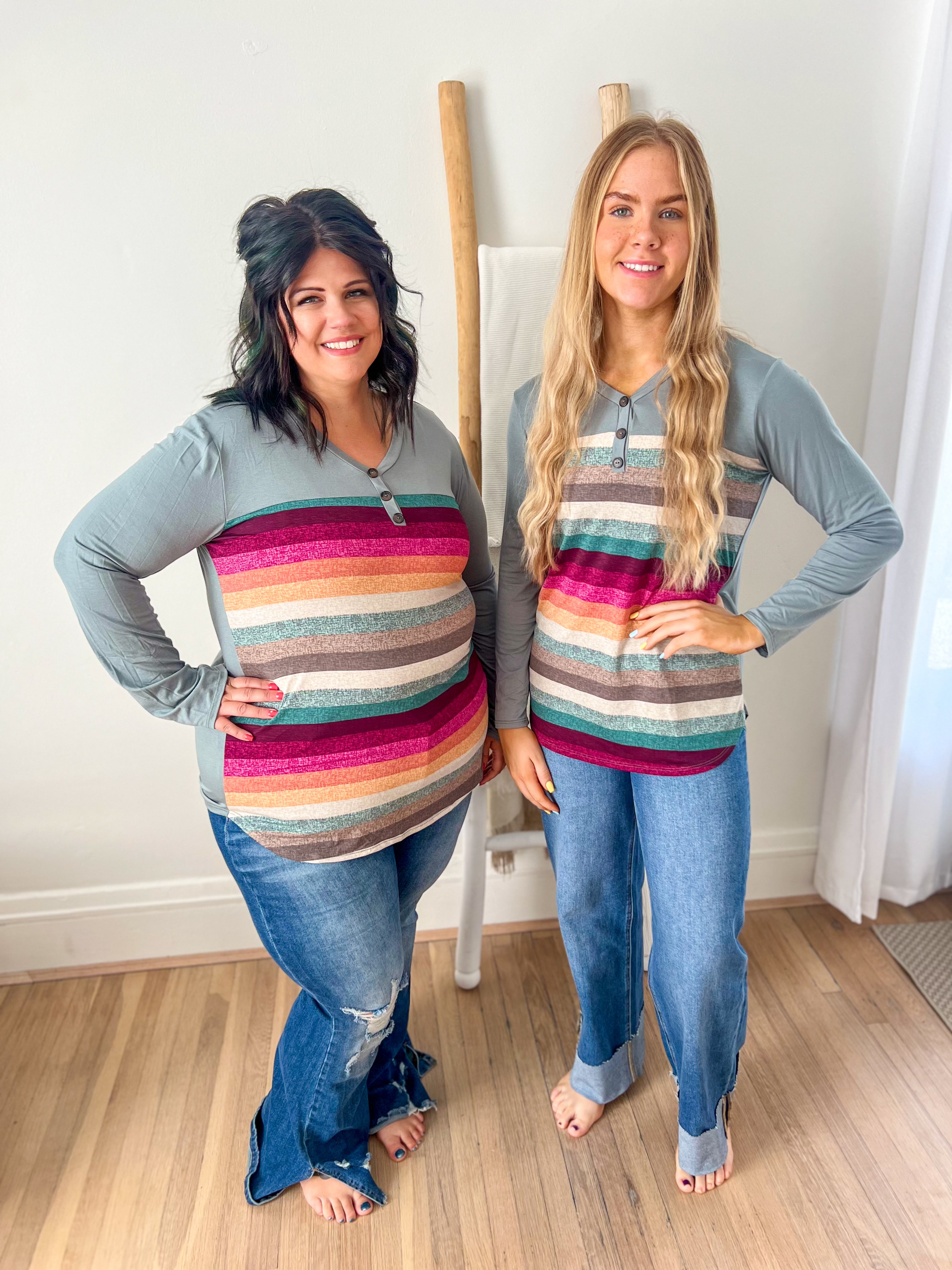 DOORBUSTER Colorful Stripe Long Sleeve Top