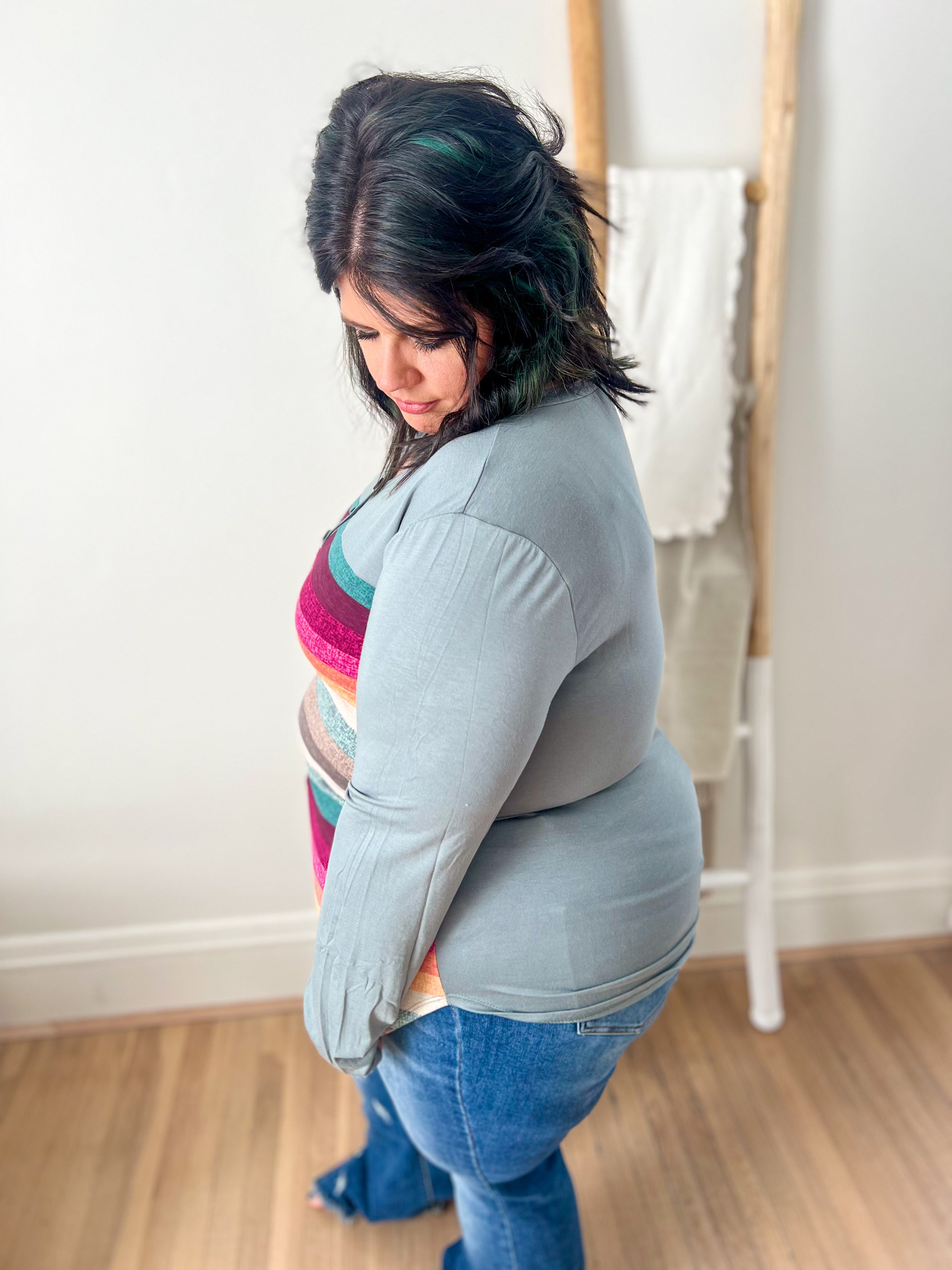 DOORBUSTER Colorful Stripe Long Sleeve Top