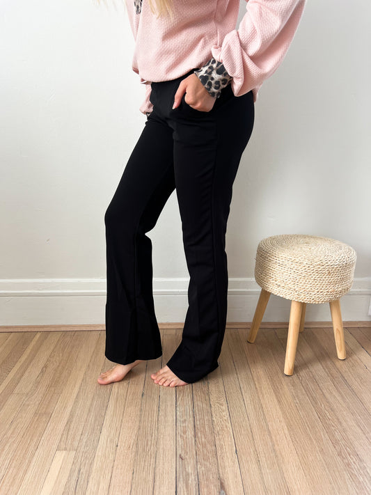 New! Logan Stretchy Flare Pants - Black