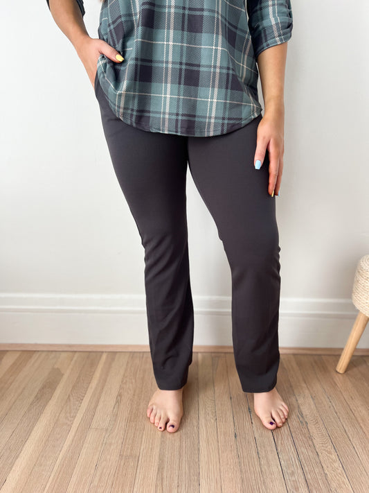 New! Logan Stretchy Flare Pants - Charcoal