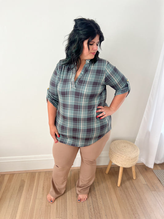 New! Logan Stretchy Flare Pants - Mocha