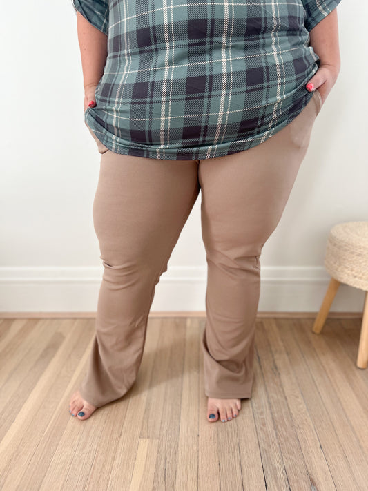 New! Logan Stretchy Flare Pants - Mocha