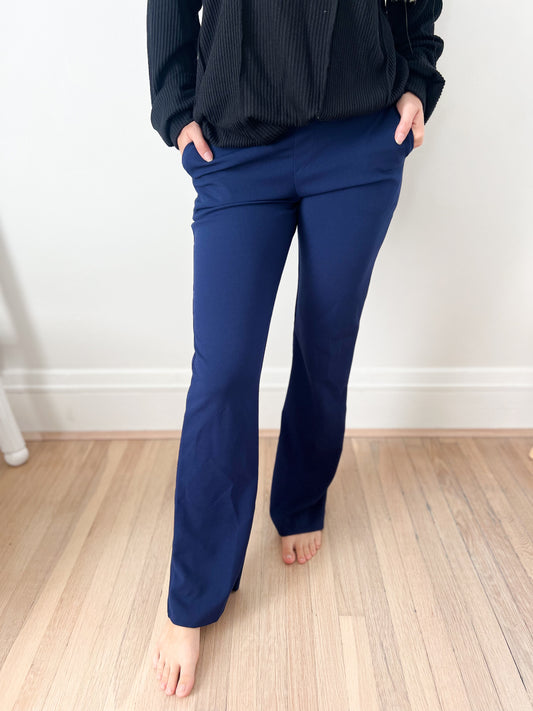 New! Logan Stretchy Flare Pants - Navy