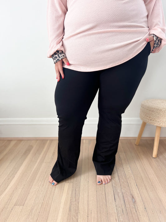 New! Logan Stretchy Flare Pants - Black