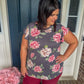 Charcoal Floral Short Sleeve Top