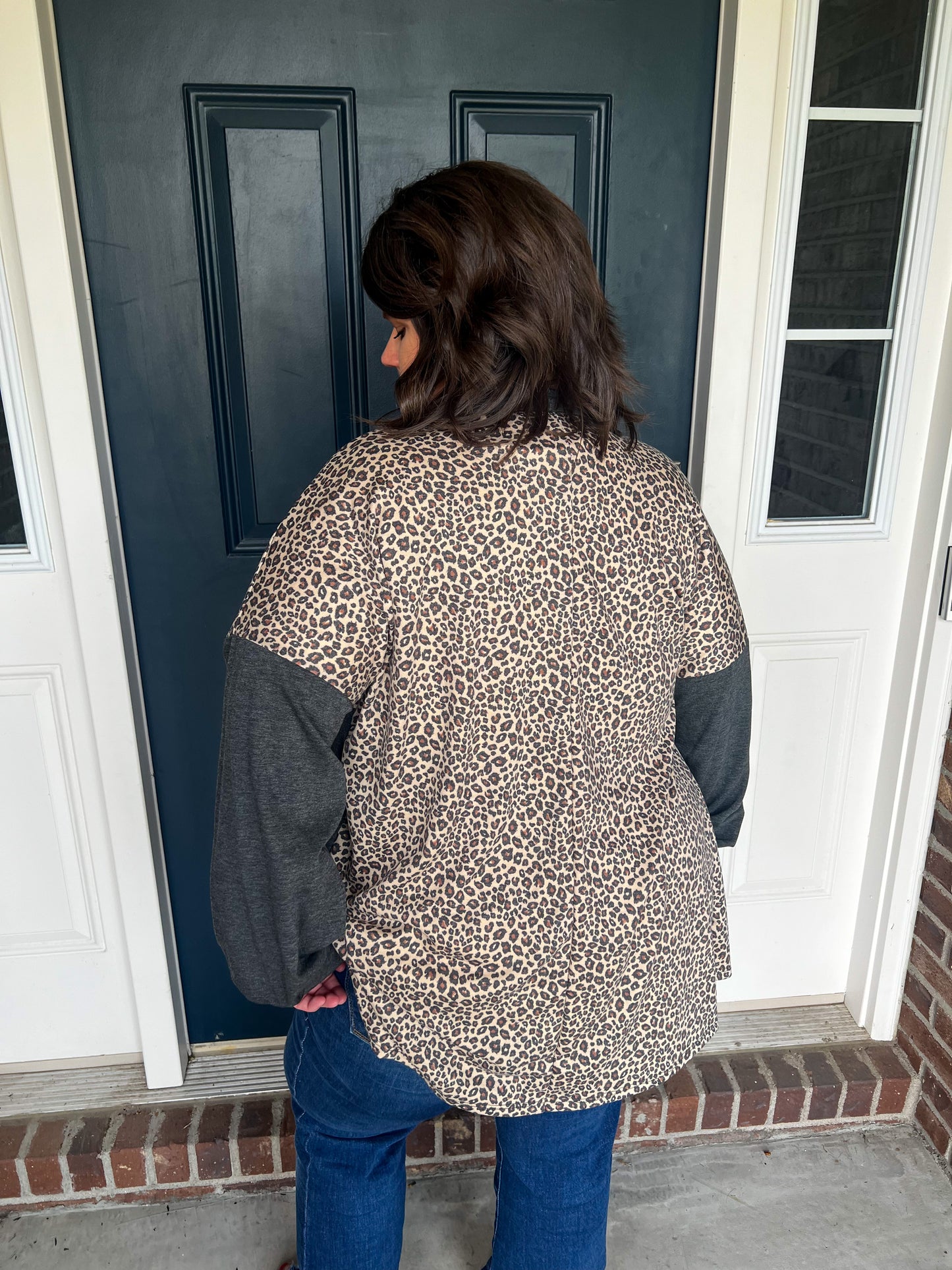 She's a Wild One Charcoal and Leopard Shacket