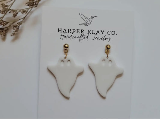 New! Ghost Dangle Polymer Clay Earrings