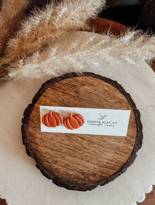 New! Perfect Pumpkin Polymer Clay Stud Earrings