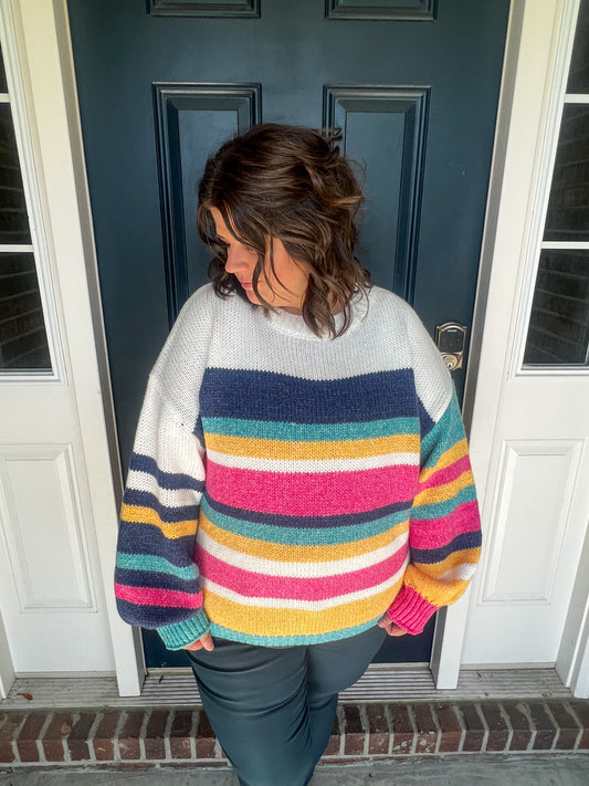 New! Hannah Colorful Stripe Sweater