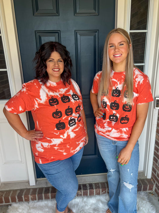 New! Pumpkin Party Bleached Orange Tee