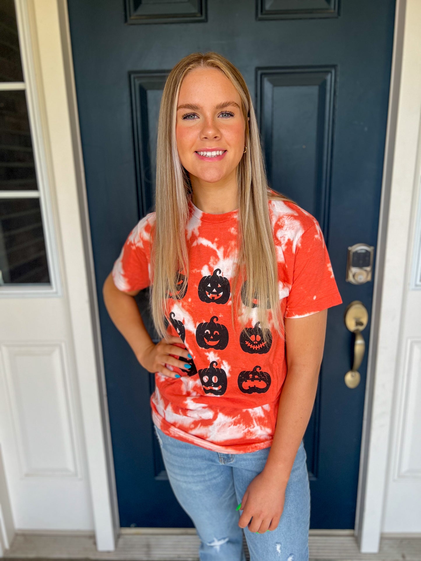 New! Pumpkin Party Bleached Orange Tee