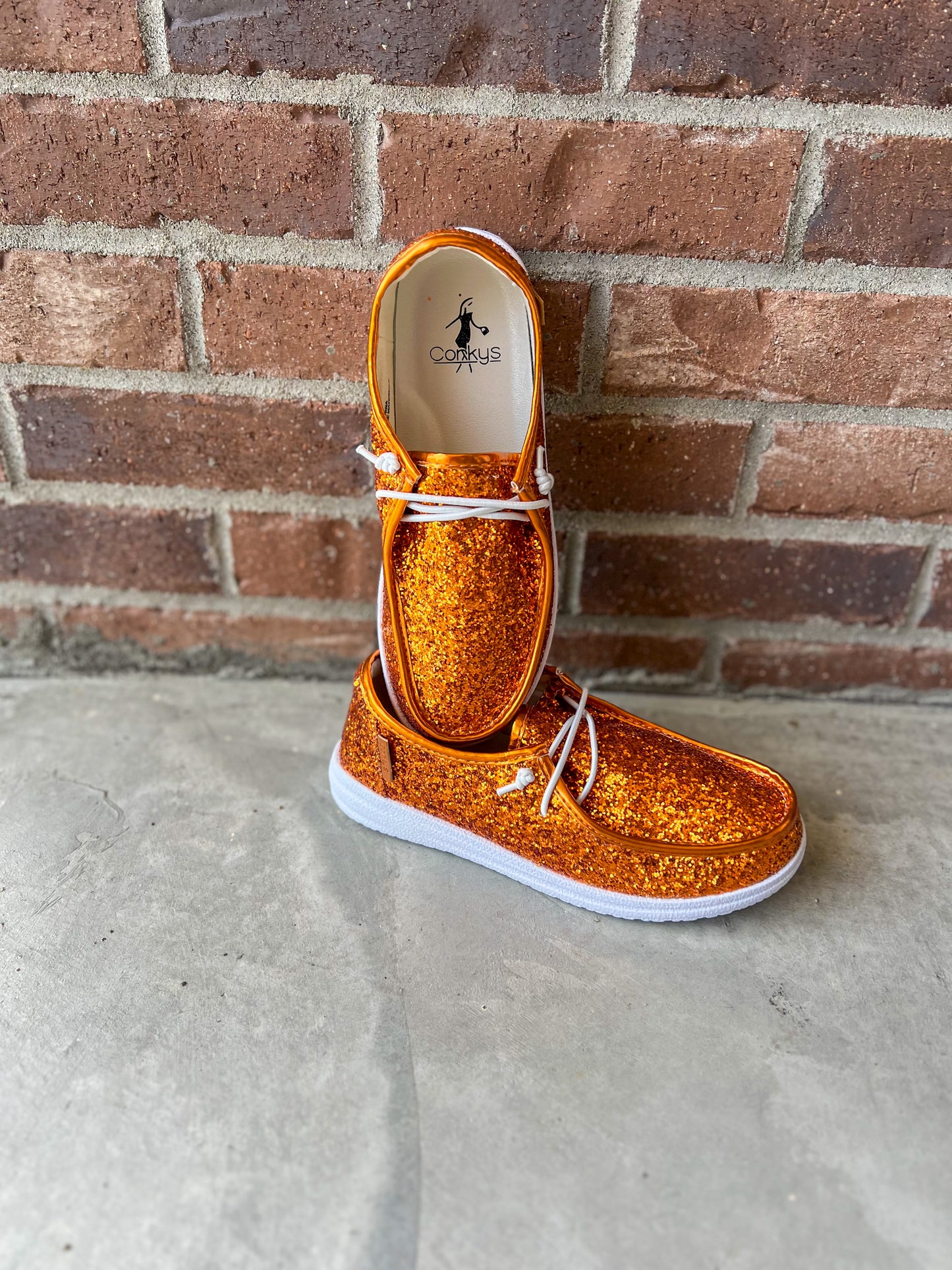 New! Corkys Kayak Slip-on Sneakers - Orange Glitter