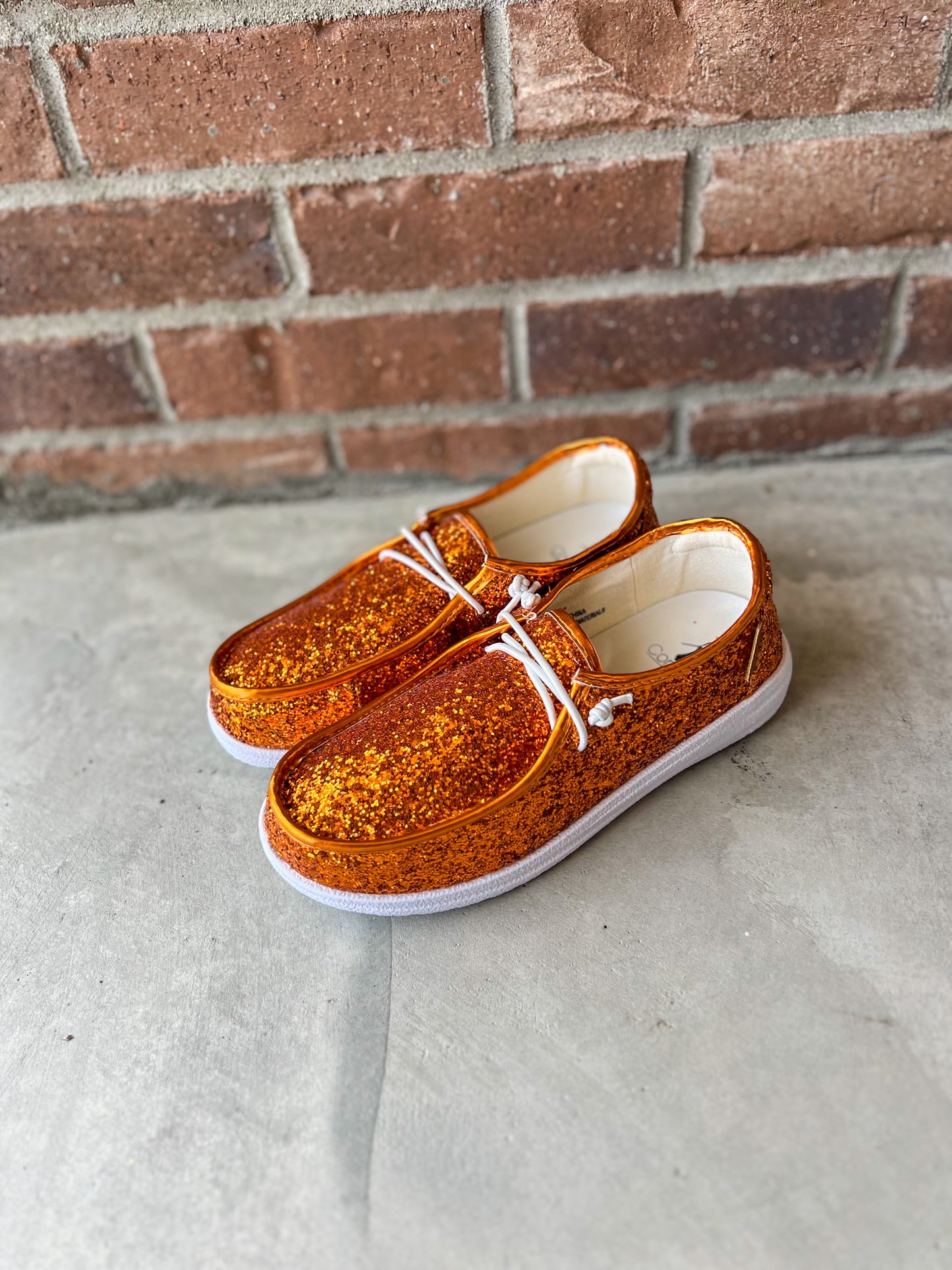 New! Corkys Kayak Slip-on Sneakers - Orange Glitter