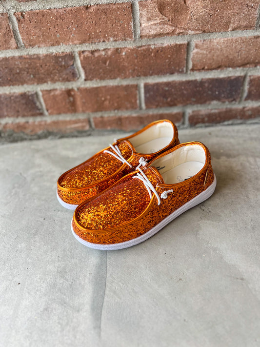 New! Corkys Kayak Slip-on Sneakers - Orange Glitter