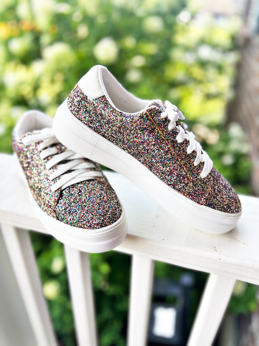 New! Corkys Glaring Sneaker - Confetti Chunky Glitter