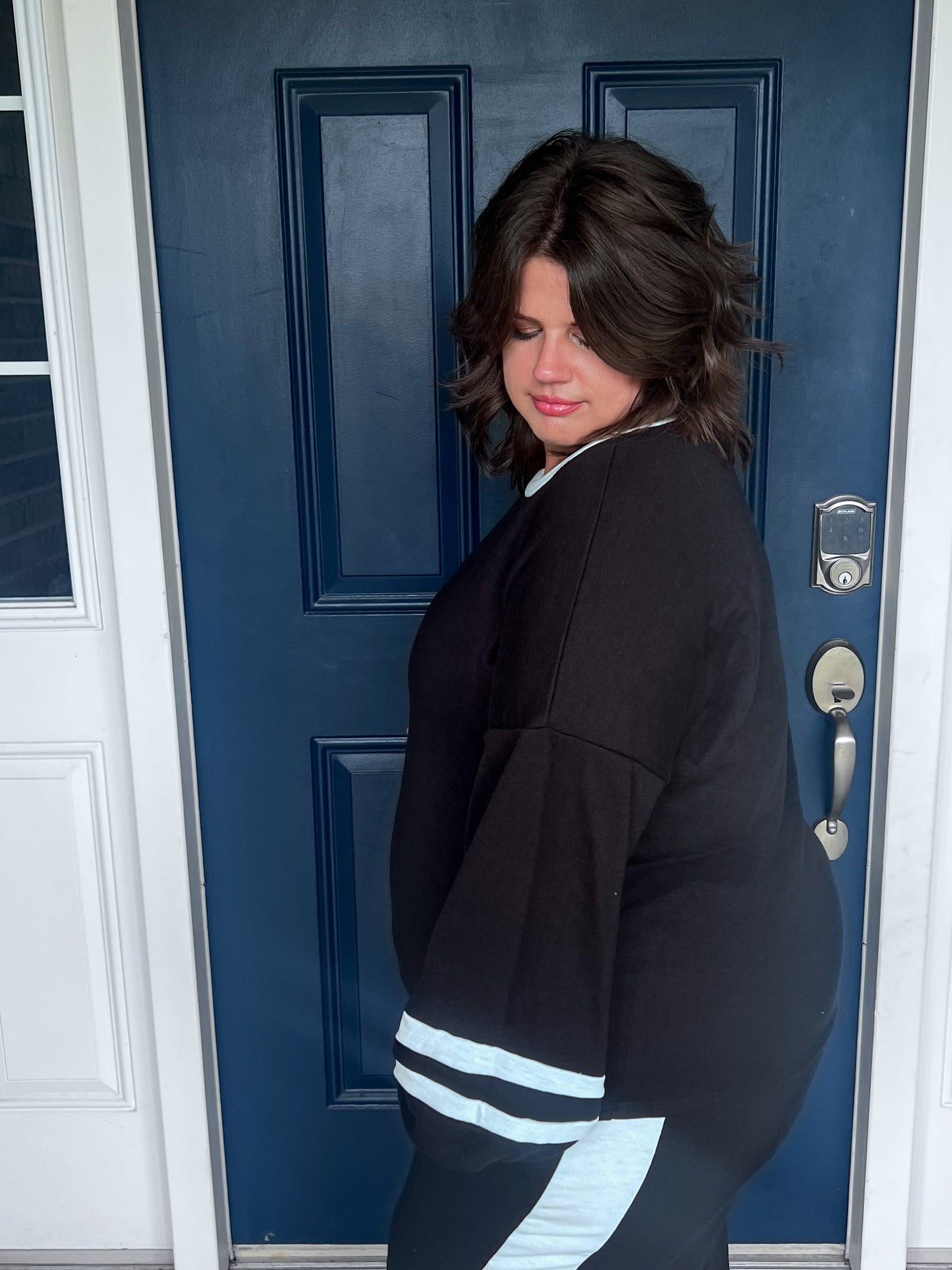 New! Black with White Accents Top