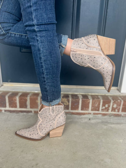 Very G Austin Rhinestone Boots - Taupe