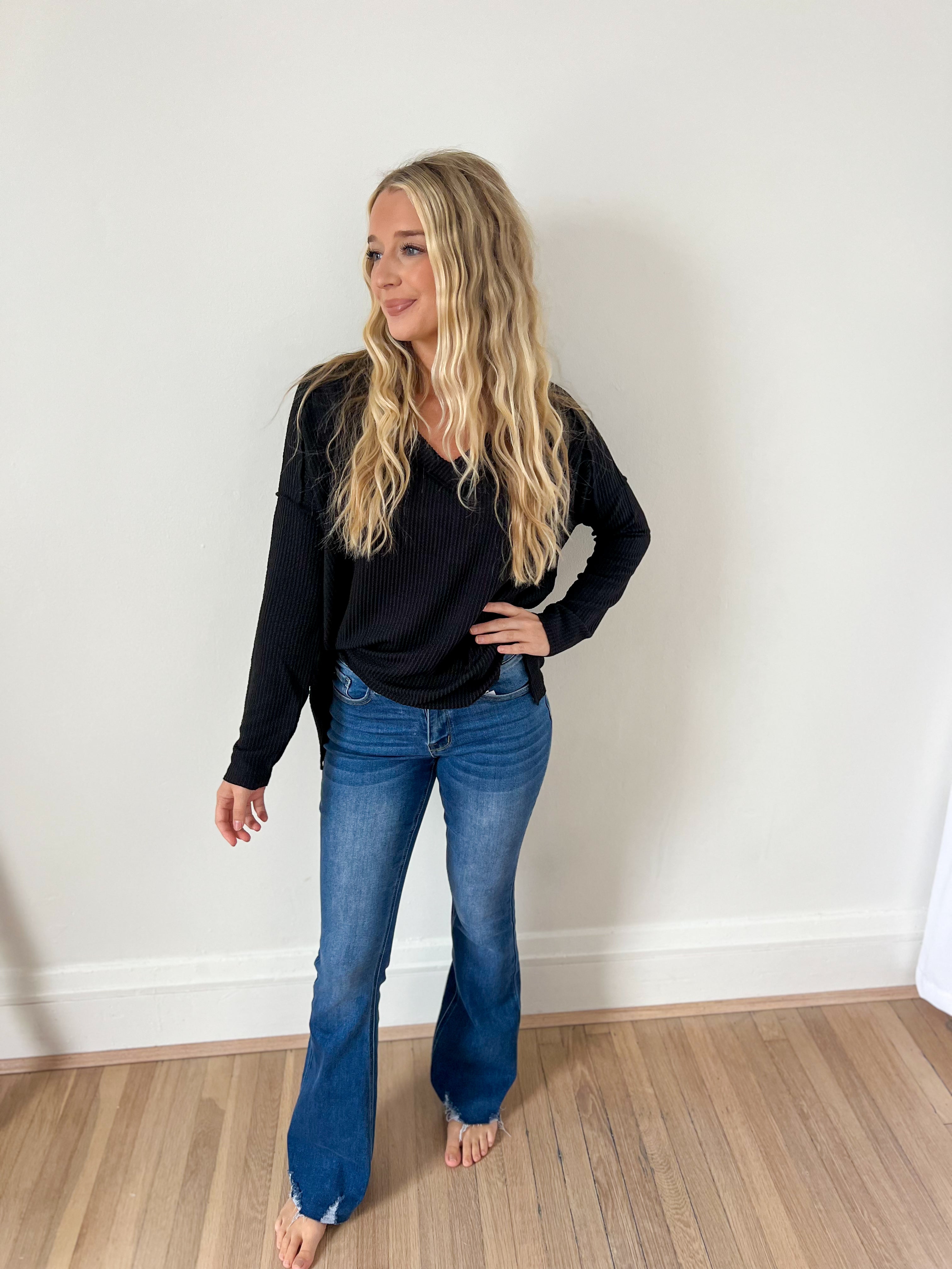 DOORBUSTER Khole V-neck Top - Black