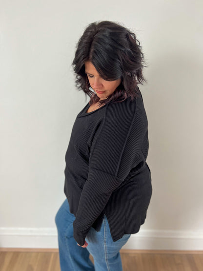 DOORBUSTER Khole V-neck Top - Black