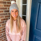 New! Chunky Knit Beanie - Gray and Pink